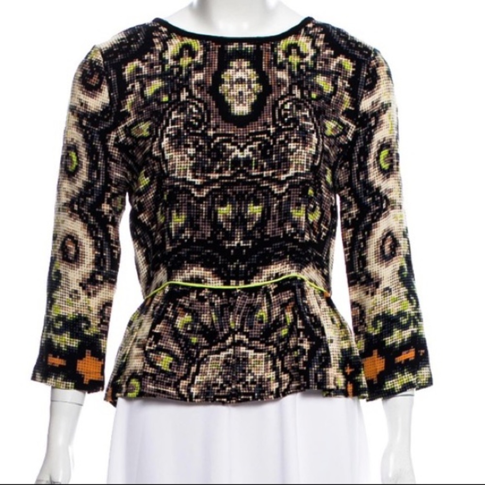 Sam & Lavi Peplum Pixel Print Blouse
